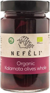 Kalamata černé olivy s peckou ve slaném nálevu BIO 300 g - NEFELI